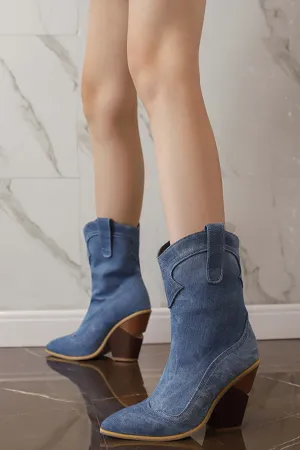 Amozae-Pointed Toe Western Mid-Calf Boots