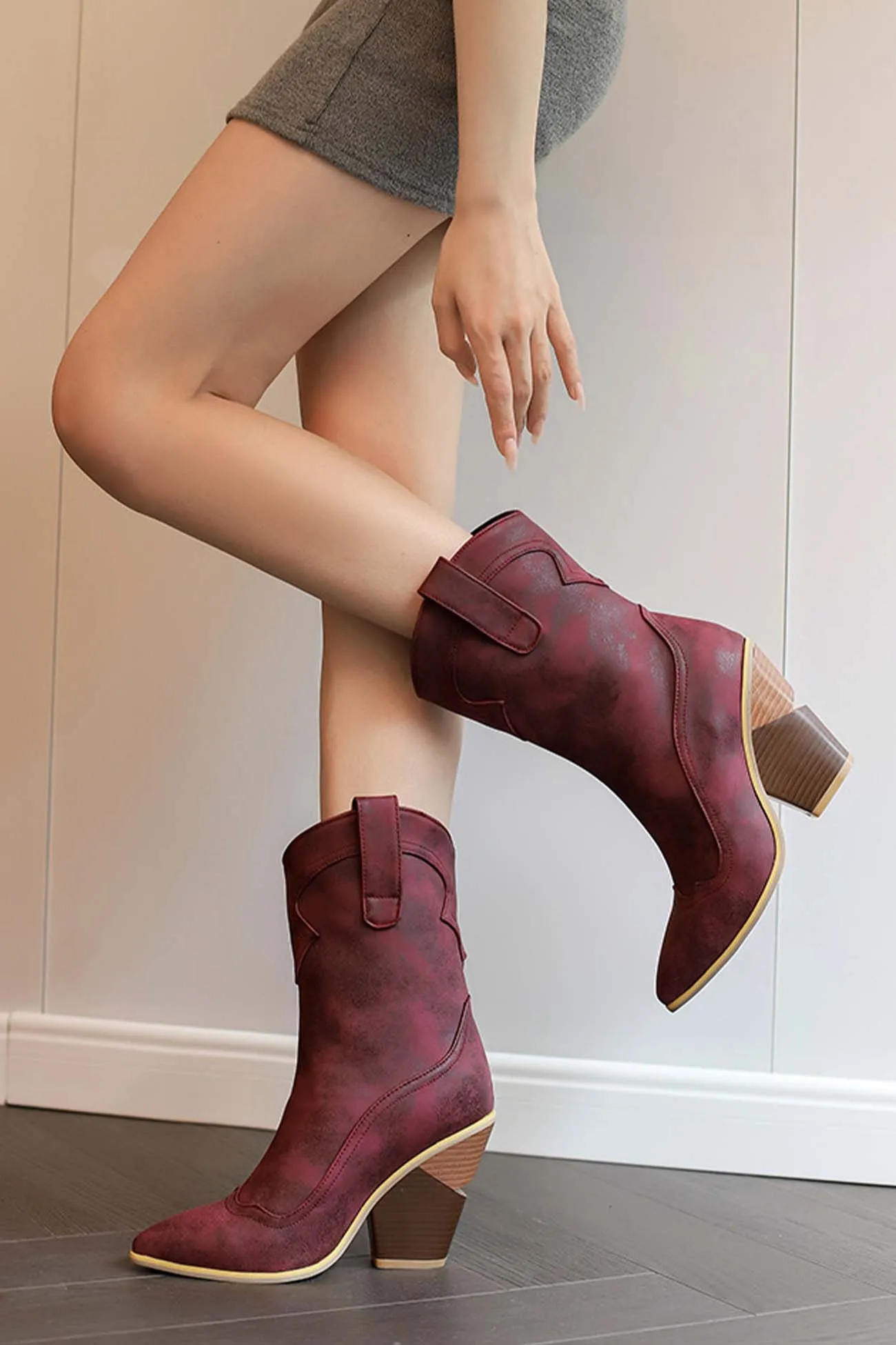 Amozae-Pointed Toe Western Mid-Calf Boots