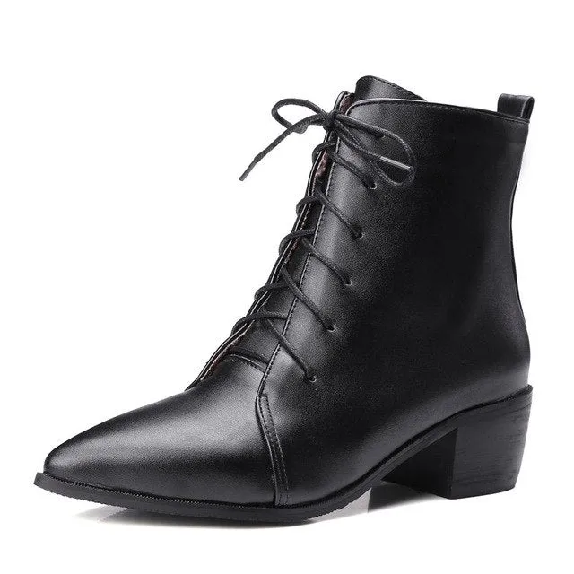 ankle Boots square med heels pointed toe