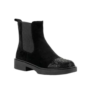 BLACK CRYSTAL EMBELLISHED FRONT TOE BOOT