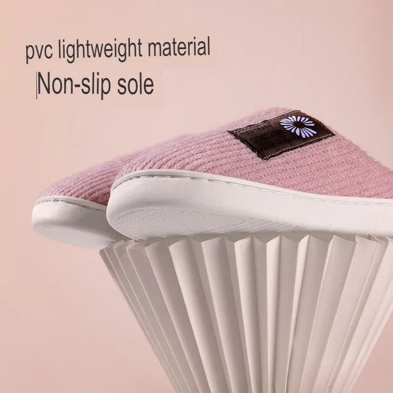 Cotton slippers for women winter home indoor home warm non-slip thick-soled confinement couple hair slippers autumn and winter shoes