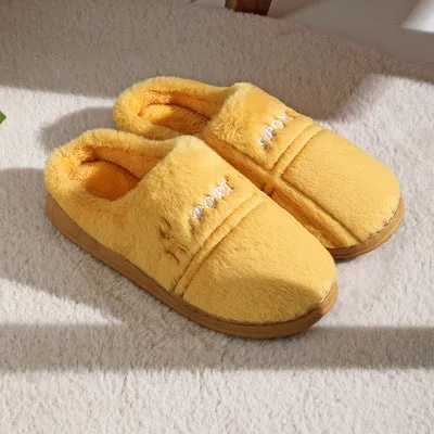 Cotton slippers for women winter home indoor home warm non-slip thick-soled confinement couple hair slippers autumn and winter shoes