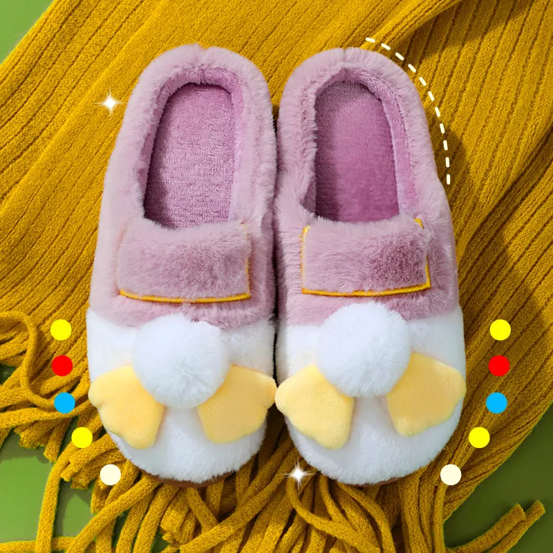 Cotton slippers for women winter home indoor home warm non-slip thick-soled confinement couple hair slippers autumn and winter shoes