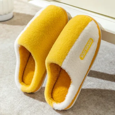 Cotton slippers for women winter home indoor home warm non-slip thick-soled confinement couple hair slippers autumn and winter shoes