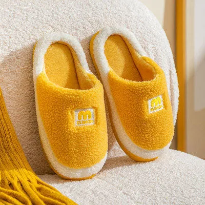 Cotton slippers for women winter home indoor home warm non-slip thick-soled confinement couple hair slippers autumn and winter shoes