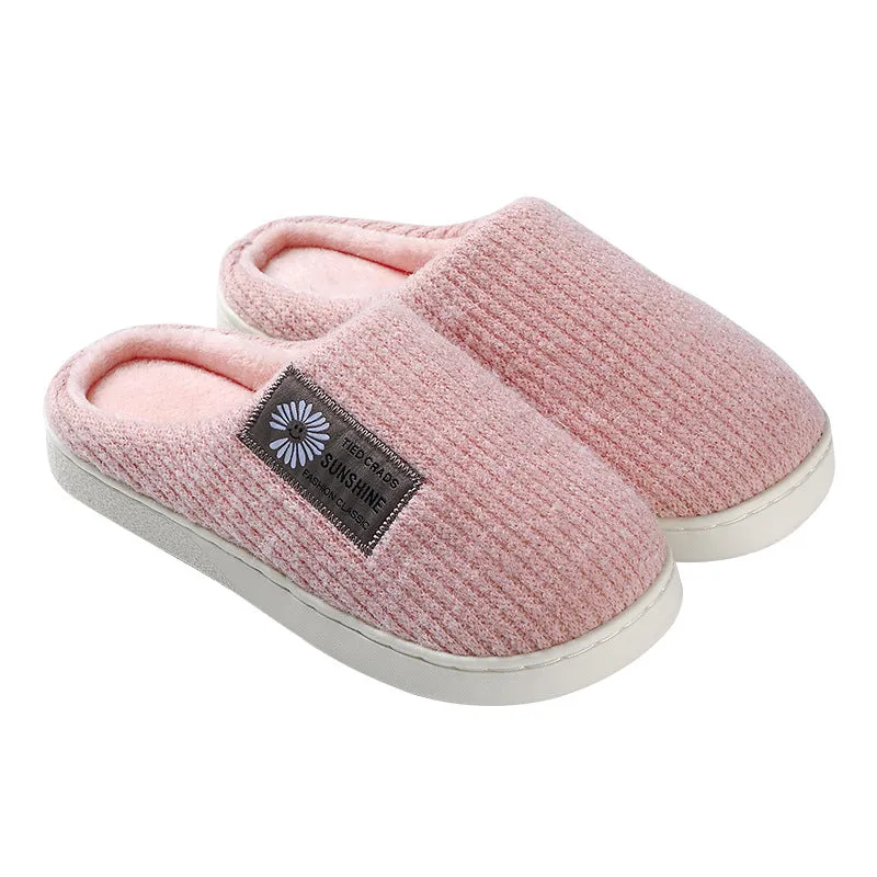 Cotton slippers for women winter home indoor home warm non-slip thick-soled confinement couple hair slippers autumn and winter shoes