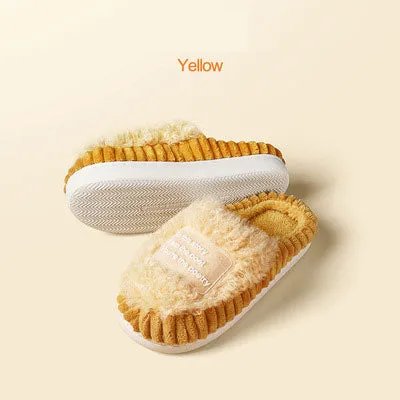 Cotton slippers for women winter home indoor home warm non-slip thick-soled confinement couple hair slippers autumn and winter shoes