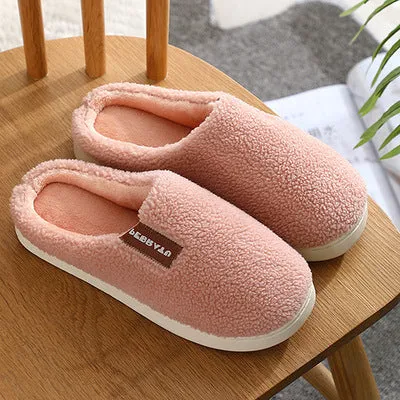 Cotton slippers for women winter home indoor home warm non-slip thick-soled confinement couple hair slippers autumn and winter shoes