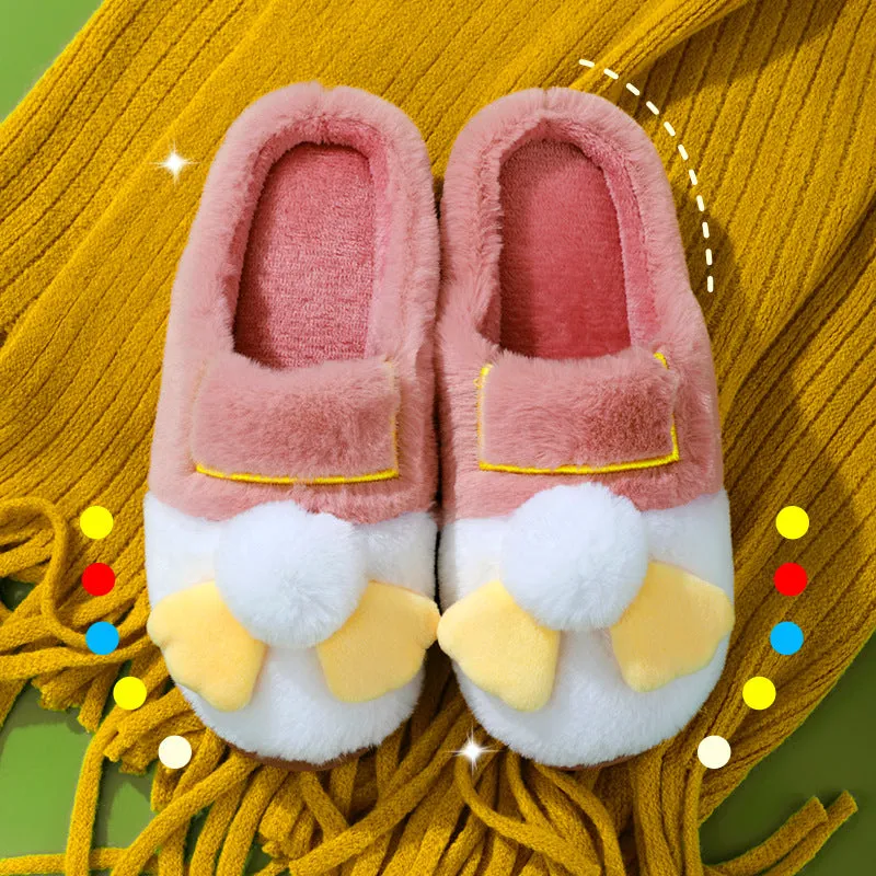 Cotton slippers for women winter home indoor home warm non-slip thick-soled confinement couple hair slippers autumn and winter shoes