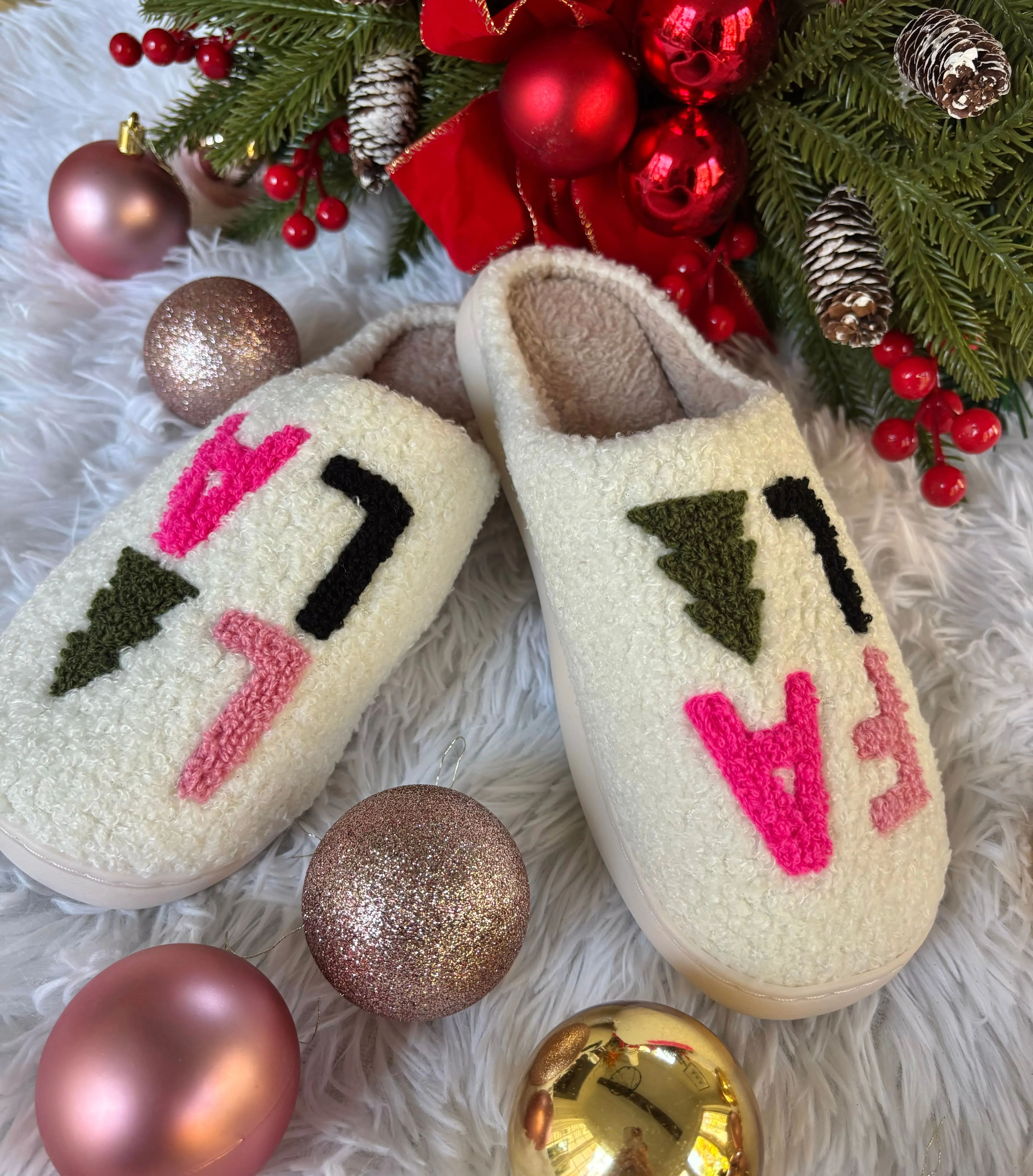 Cozy Christmas Slippers-Fa La La