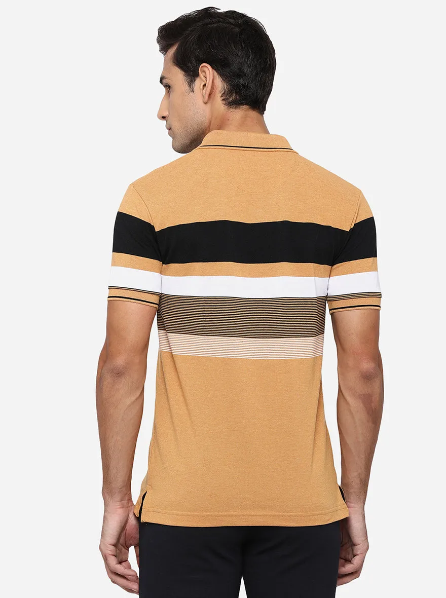 Crome Yellow Striped Slim Fit Polo T-Shirt | Greenfibre