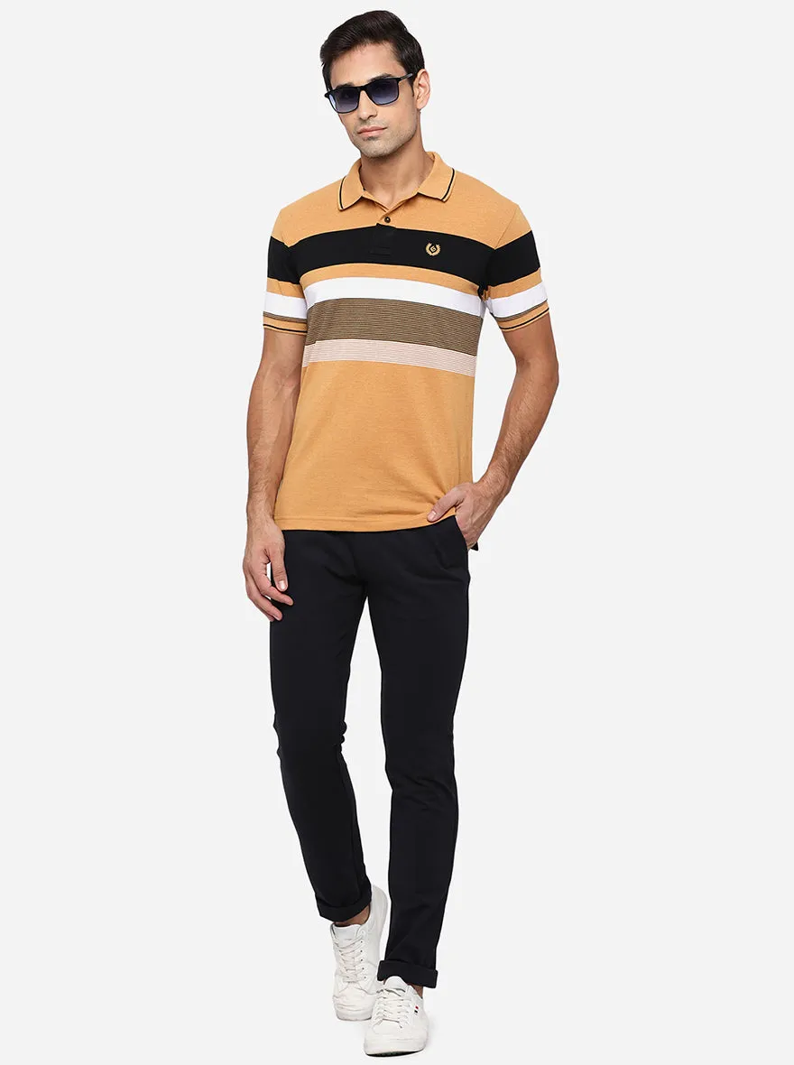 Crome Yellow Striped Slim Fit Polo T-Shirt | Greenfibre