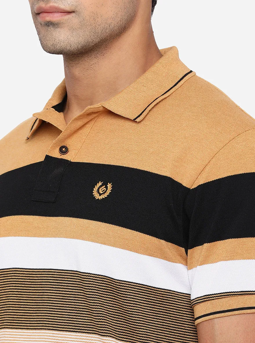 Crome Yellow Striped Slim Fit Polo T-Shirt | Greenfibre