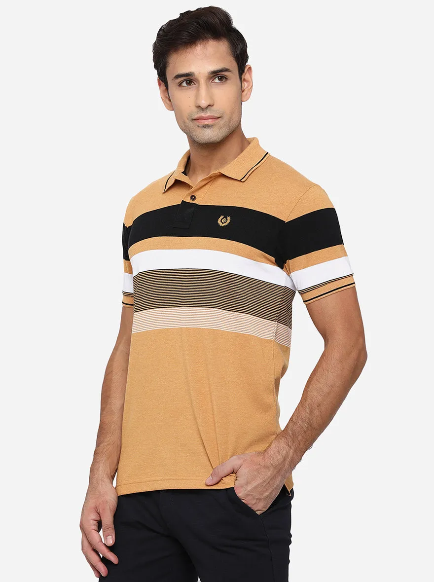 Crome Yellow Striped Slim Fit Polo T-Shirt | Greenfibre