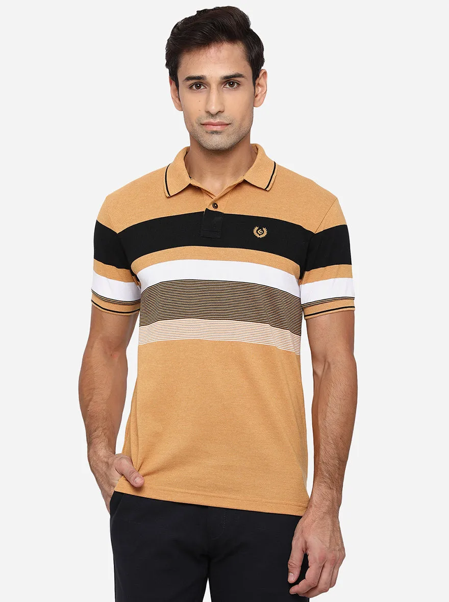 Crome Yellow Striped Slim Fit Polo T-Shirt | Greenfibre