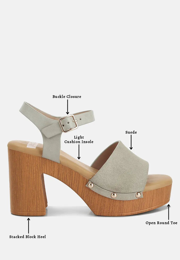 Daniela Suede High Block Sandals In Beige