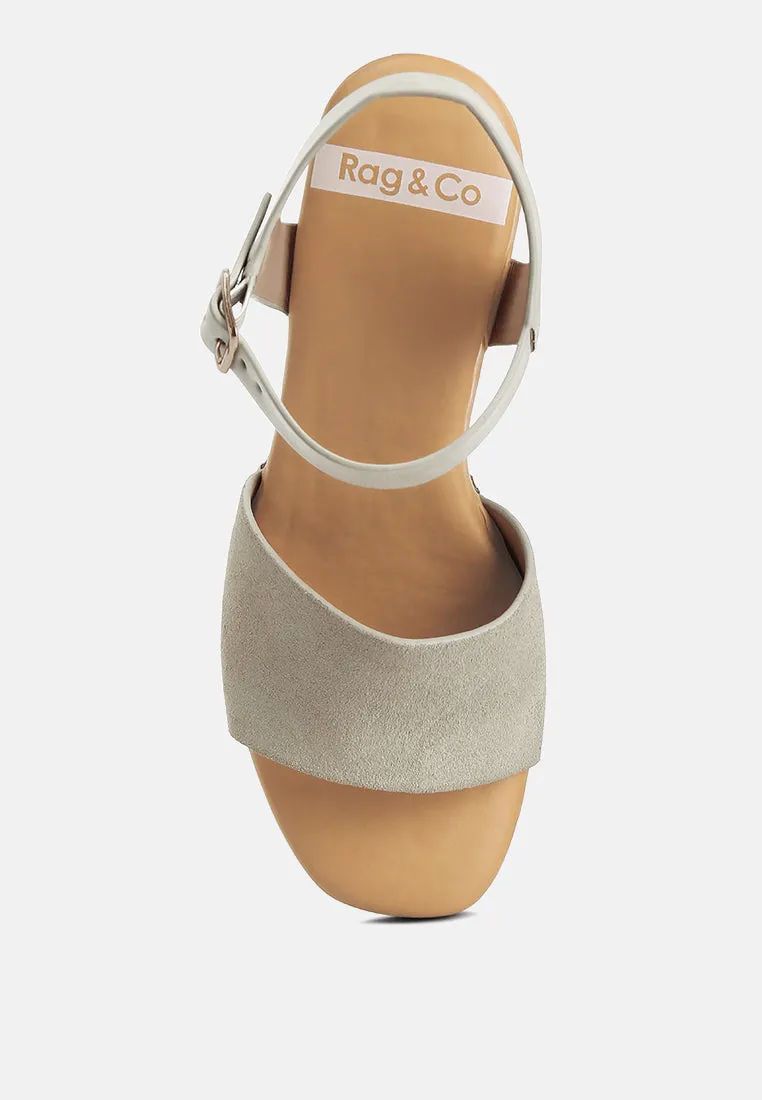 Daniela Suede High Block Sandals In Beige