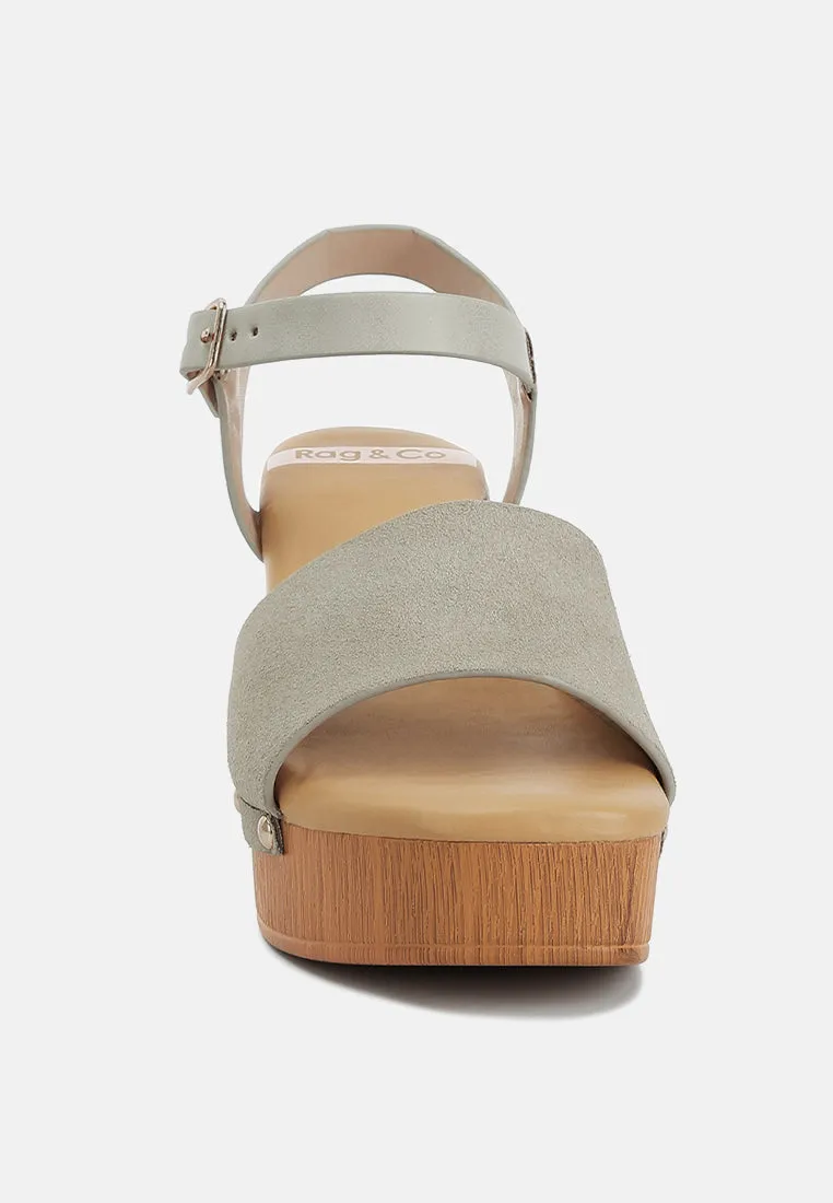 Daniela Suede High Block Sandals In Beige