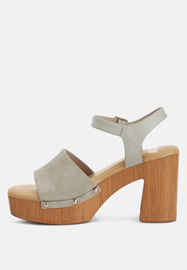 Daniela Suede High Block Sandals In Beige