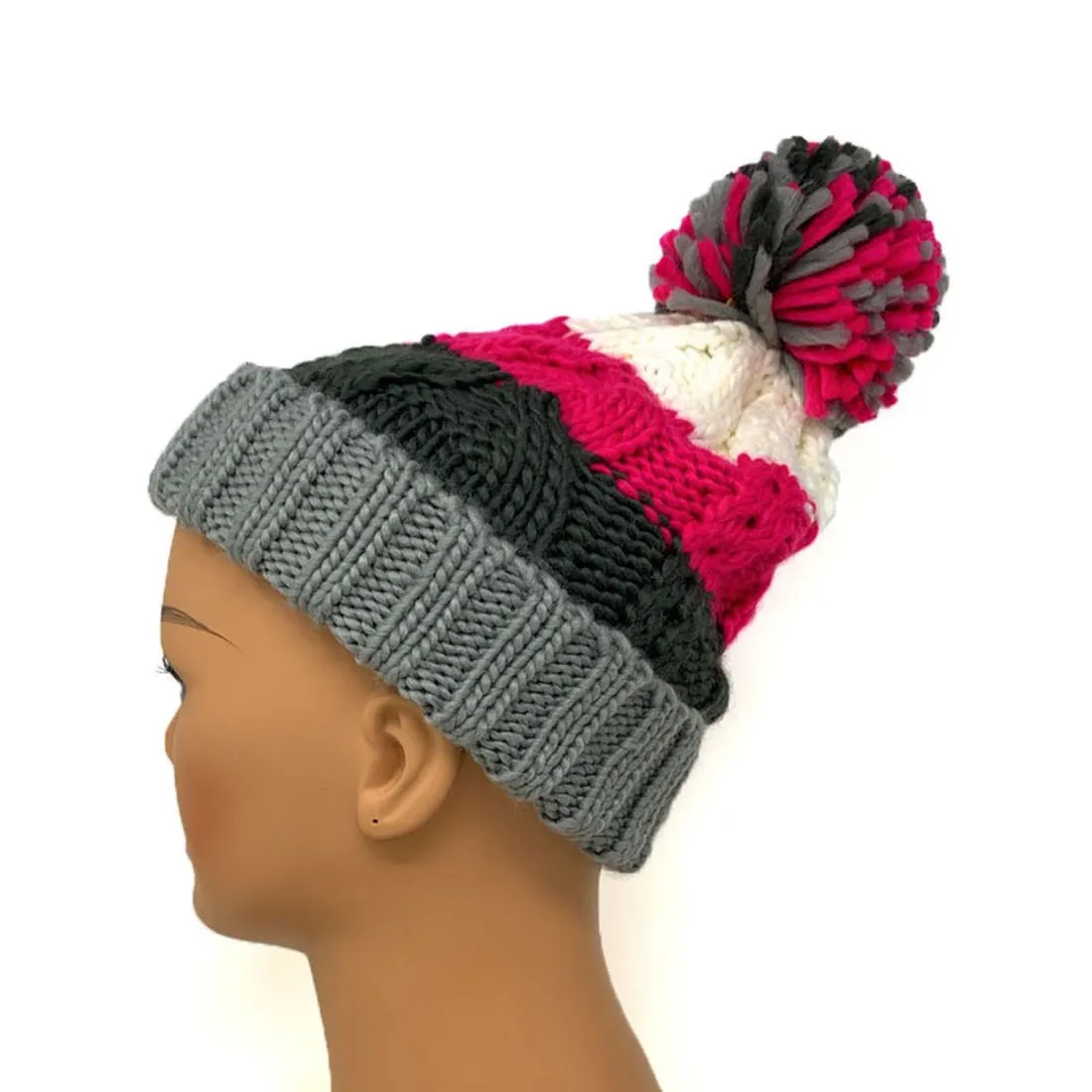 Empire Cove Cable Knit Beanie with Pom Pom Winter Multi Color Womens