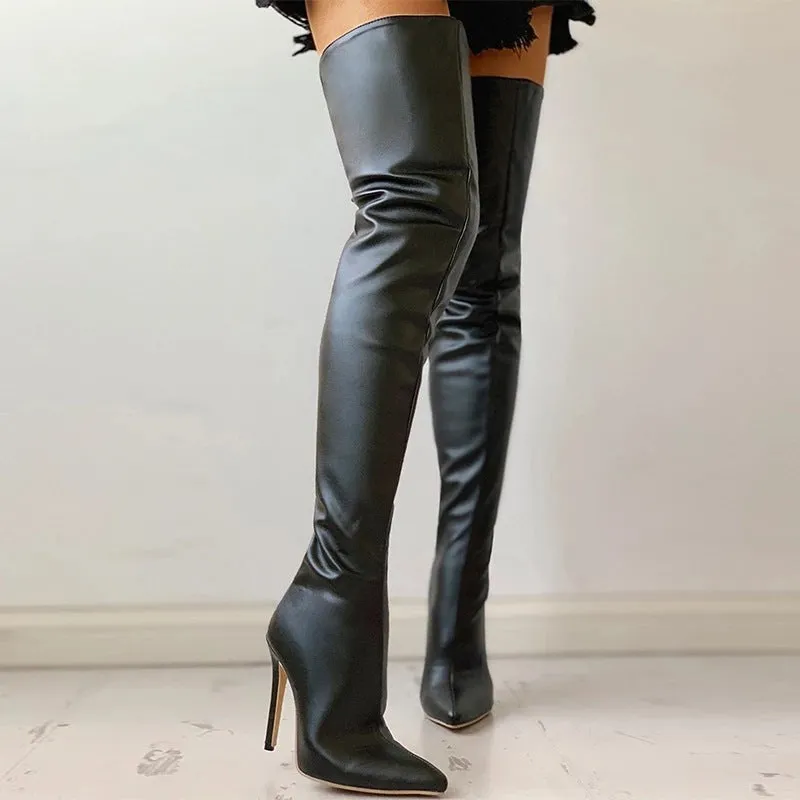 Fashion PU Stiletto Over Knee Boots