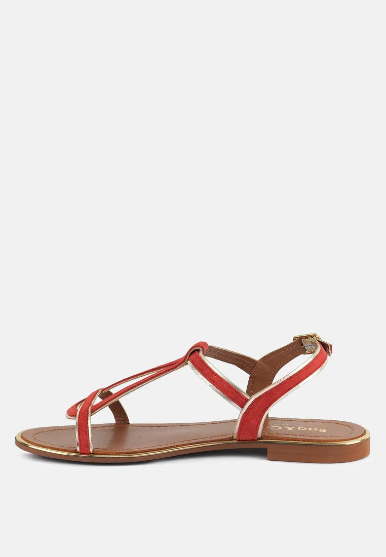 FEODORA Red Flat Slip-on Sandals