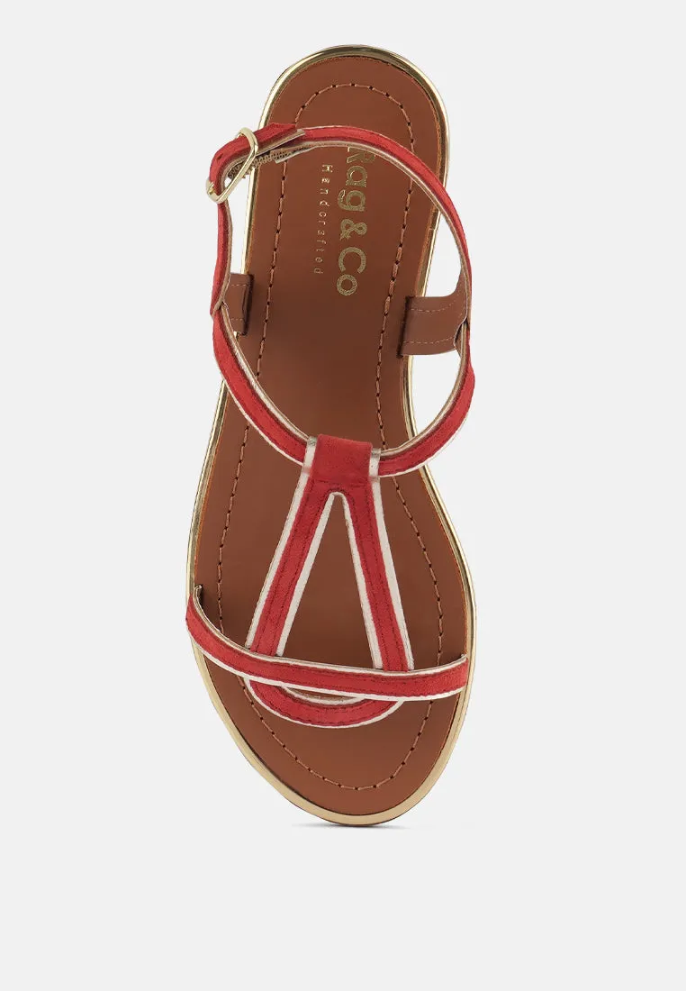 FEODORA Red Flat Slip-on Sandals