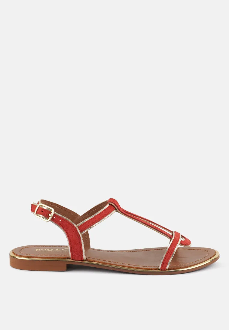 FEODORA Red Flat Slip-on Sandals