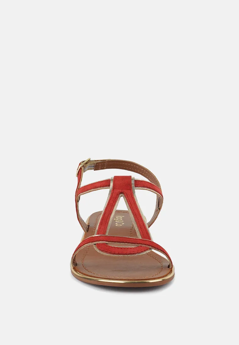 FEODORA Red Flat Slip-on Sandals