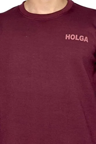 Holga Mens Regular Fit Full Sleeves Round Neck Casual Winters Sweatshirt in Maroon Color