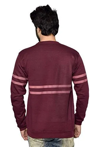 Holga Mens Regular Fit Full Sleeves Round Neck Casual Winters Sweatshirt in Maroon Color