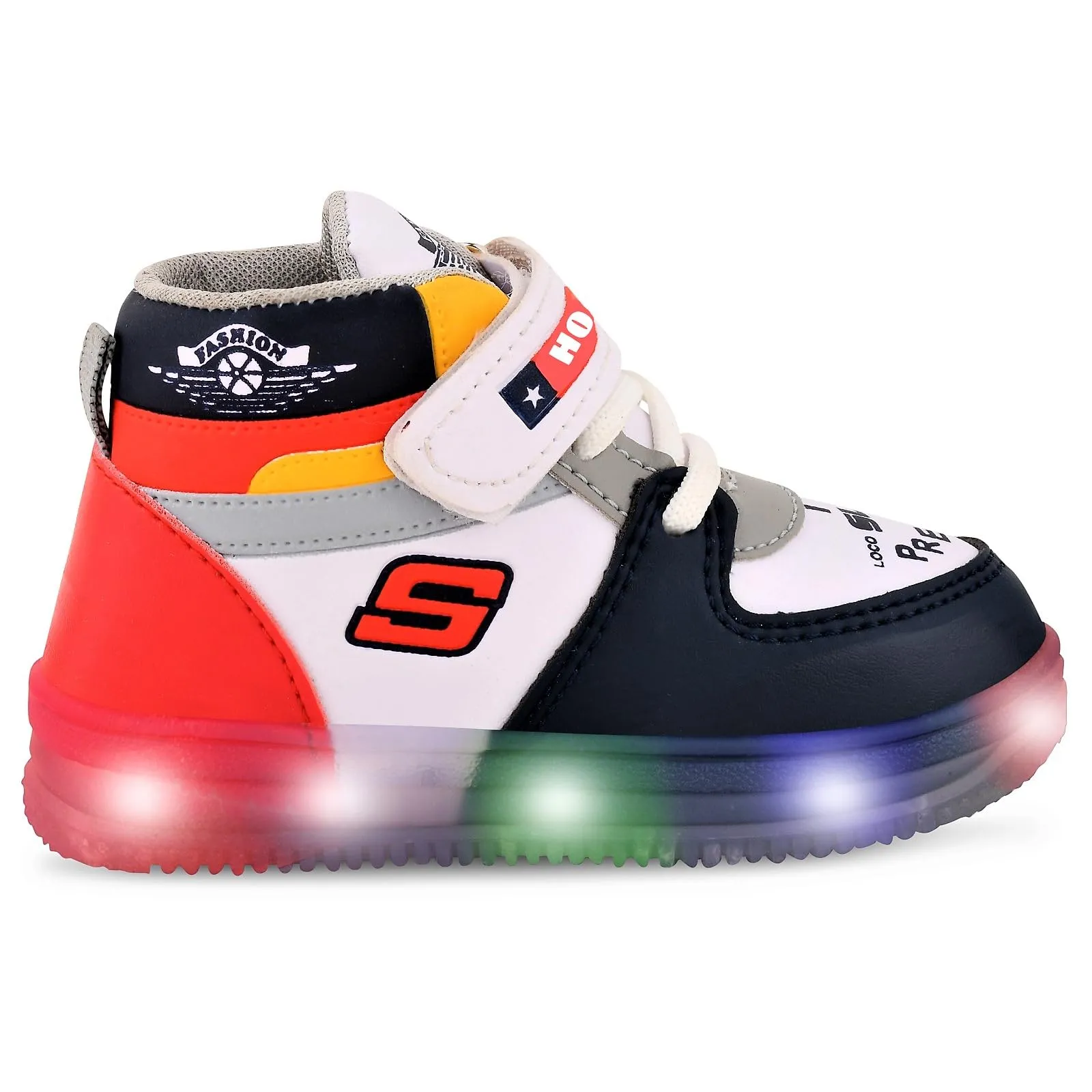 HOOH-Now comfort in Fashion Kids Unisex Fashionable Led Lights Unisex Sneakers And Walking Shoes For Boys And Girls Of Age 2 Years To 6 Years (Blue & Red, 4_Point_5_Years)