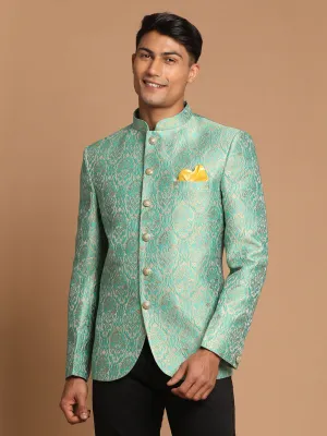 Jashvi Men's Green Woven Jodhpuri