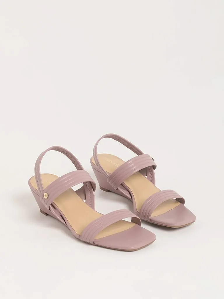 LUNA BLU Lilac Double-Strap Wedge Sandals