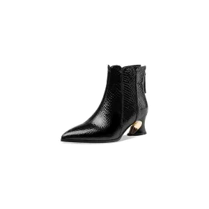 LuxeSnake Pointed Toe Slip On Ankle Boots