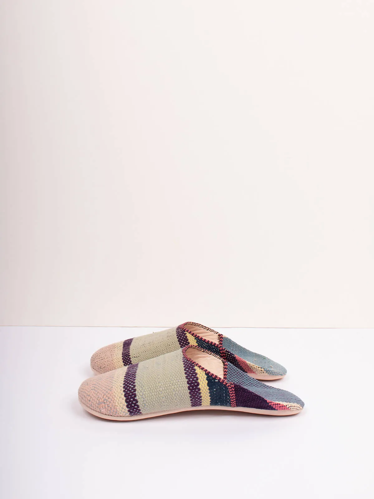 Moroccan Boujad Basic Babouche Slippers, Nordic Stripe