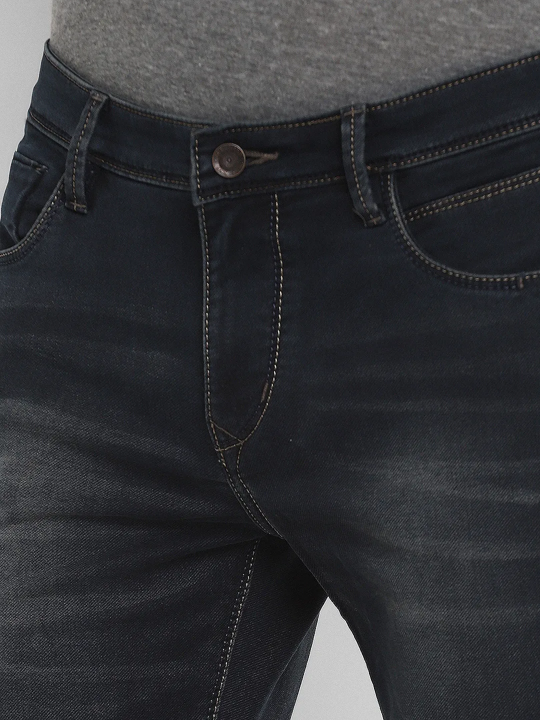 Navy Blue Cotton Stretch Narrow Fit Jeans