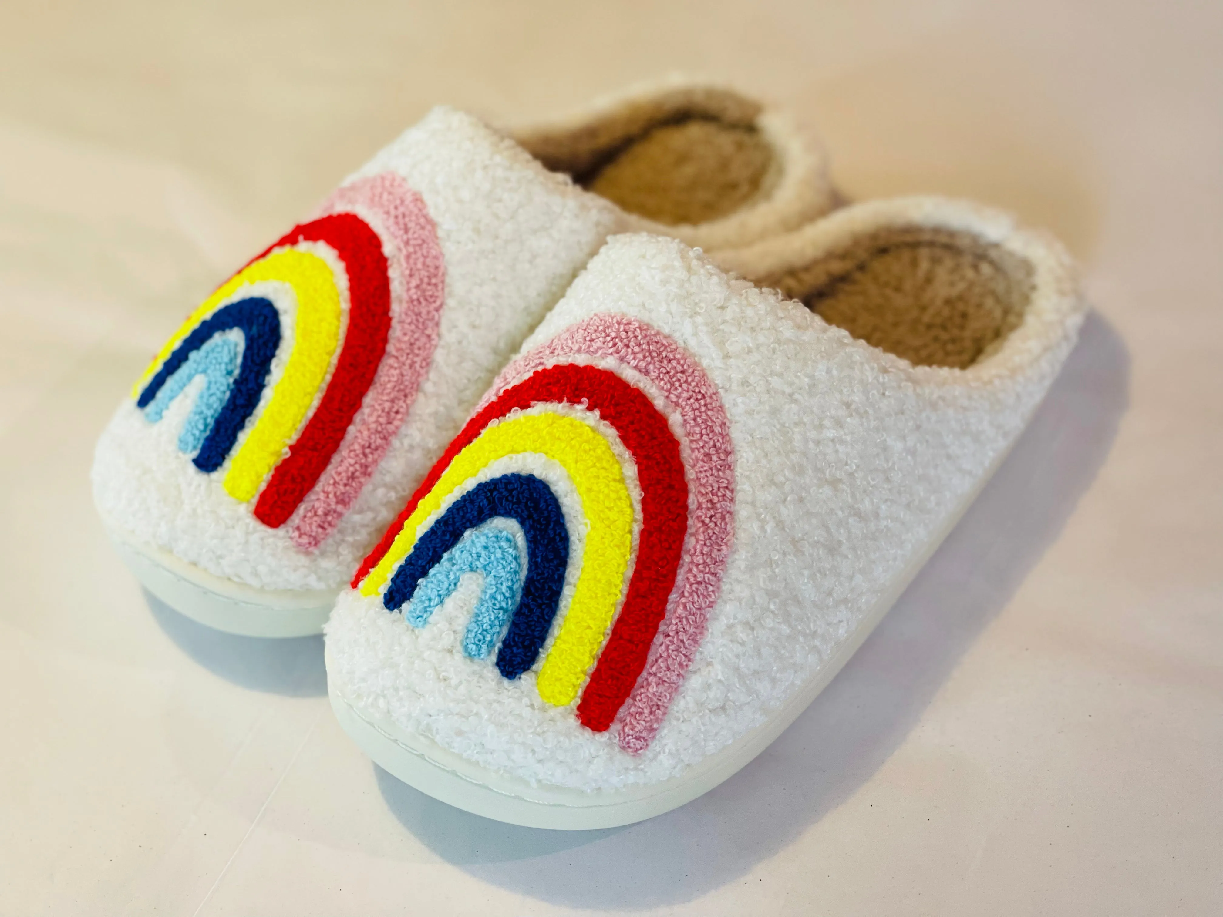 Rainbow Cozy Sherpa Slippers