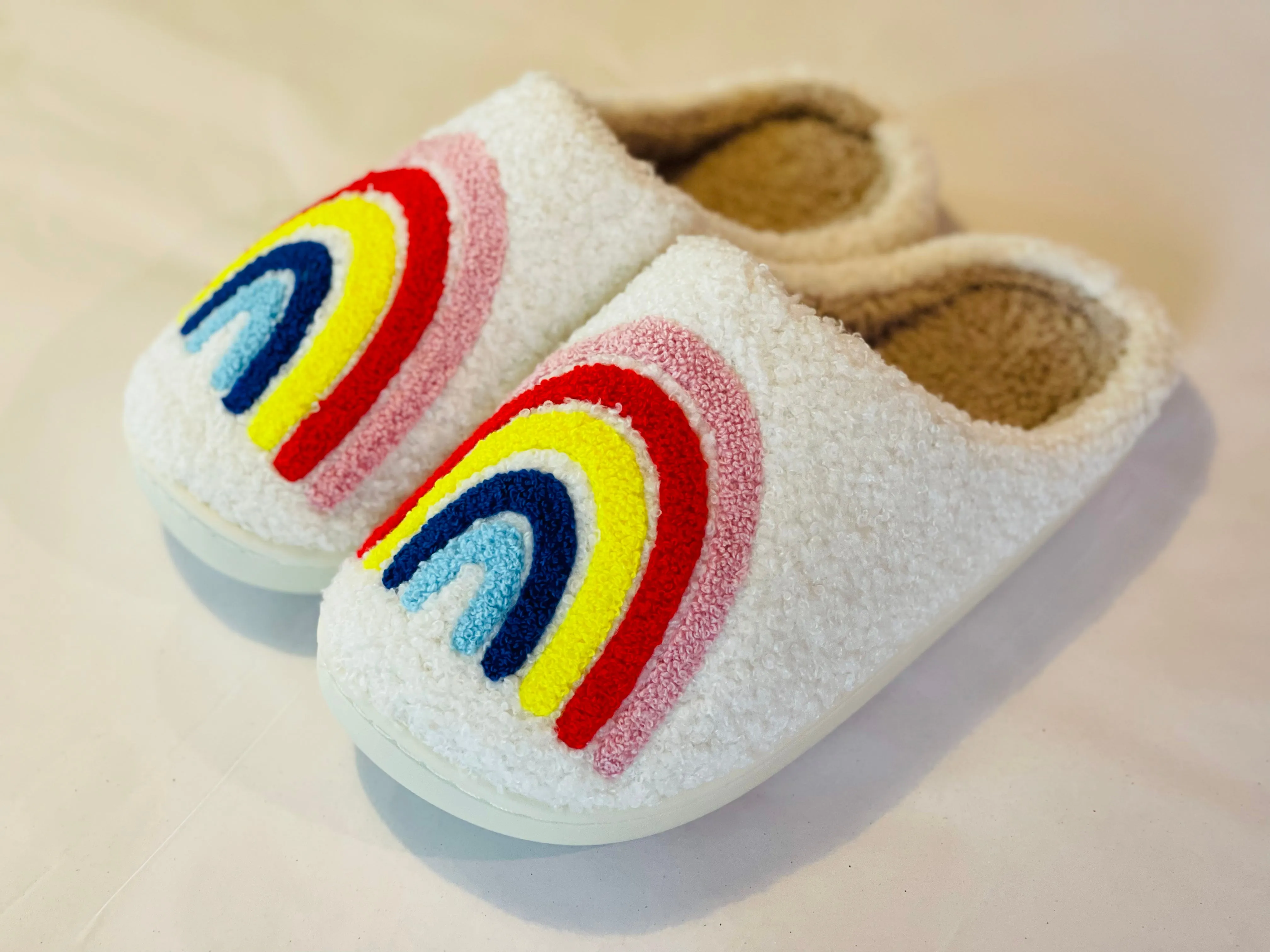 Rainbow Cozy Sherpa Slippers