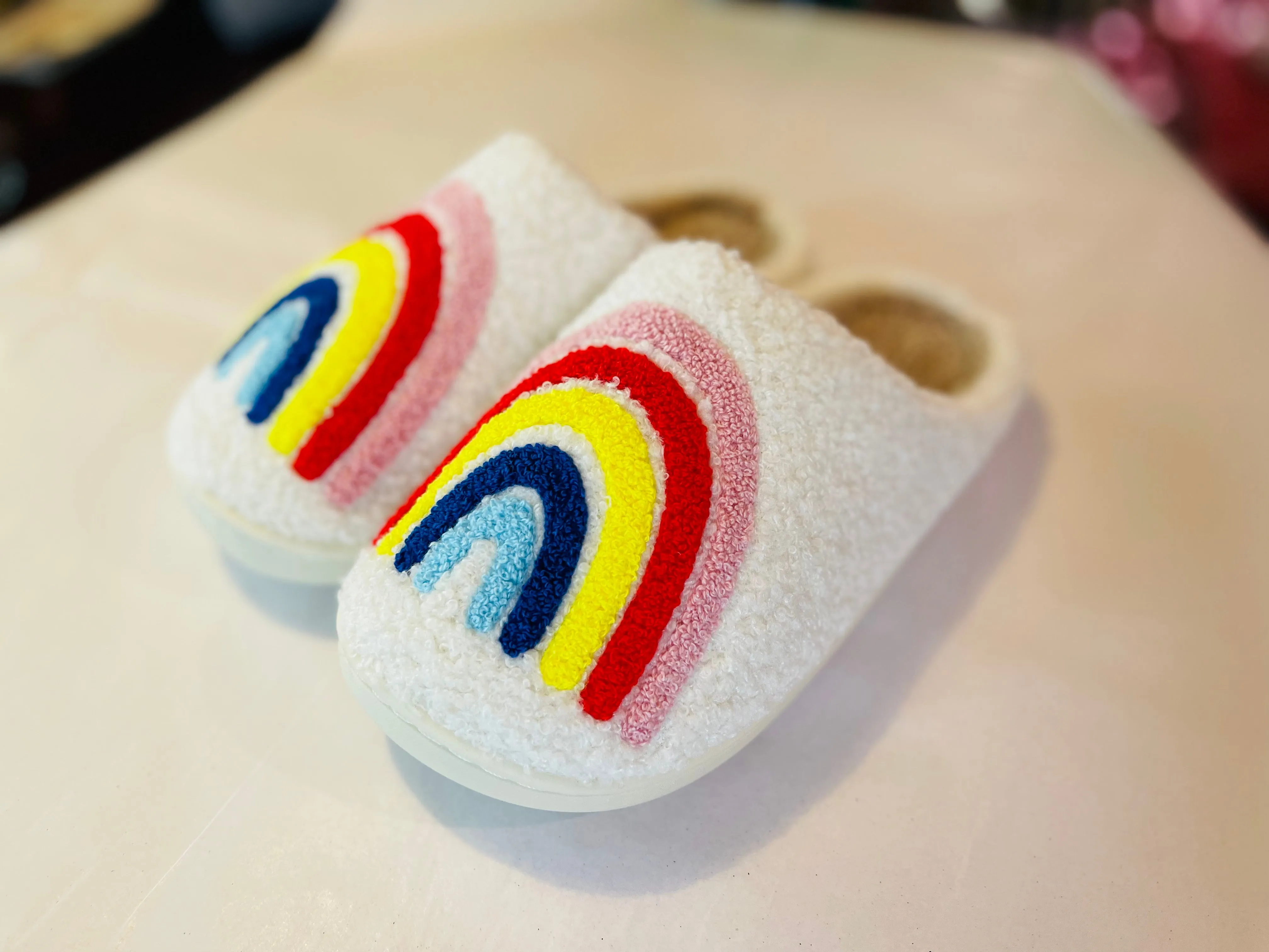 Rainbow Cozy Sherpa Slippers