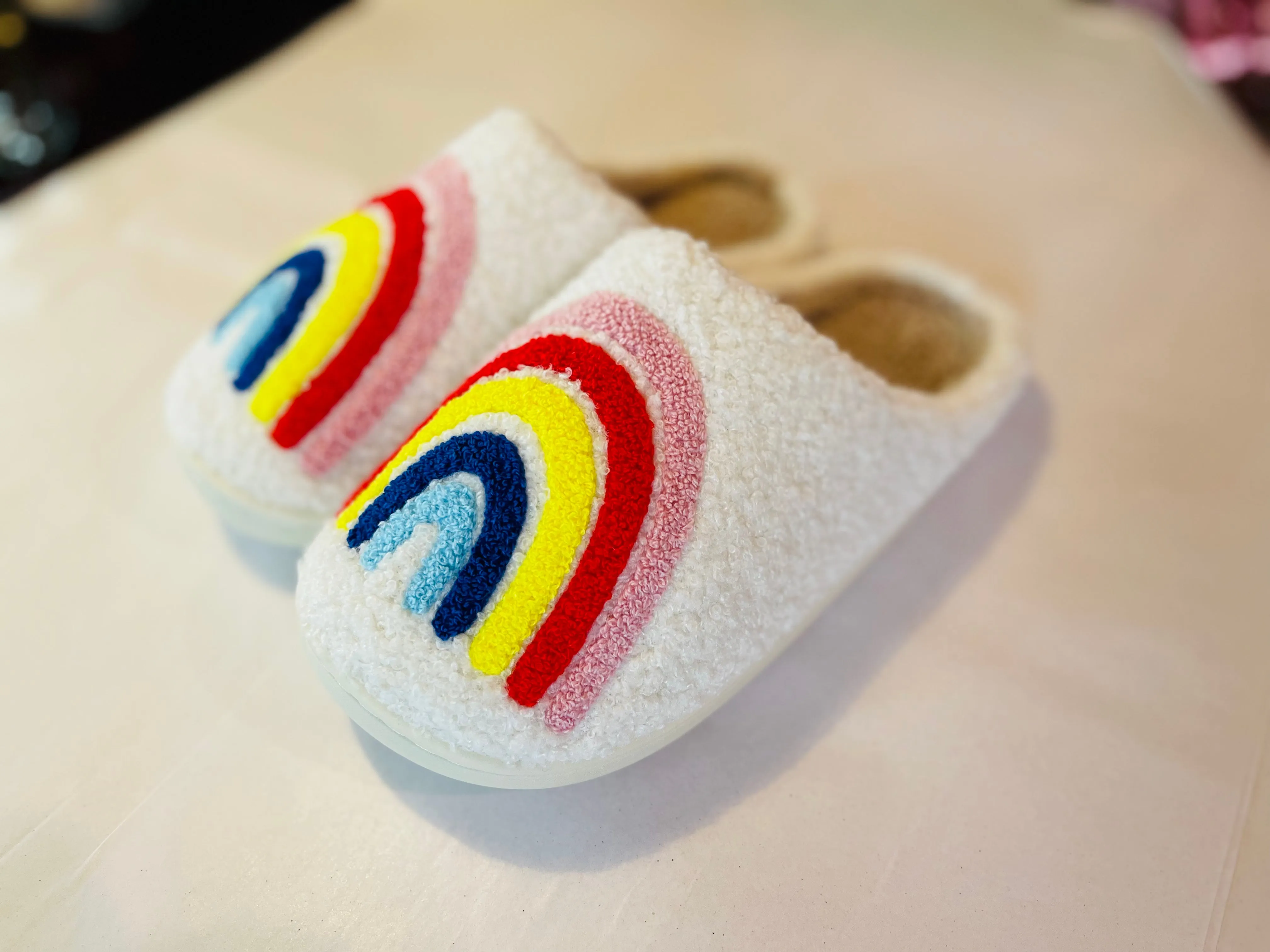 Rainbow Cozy Sherpa Slippers