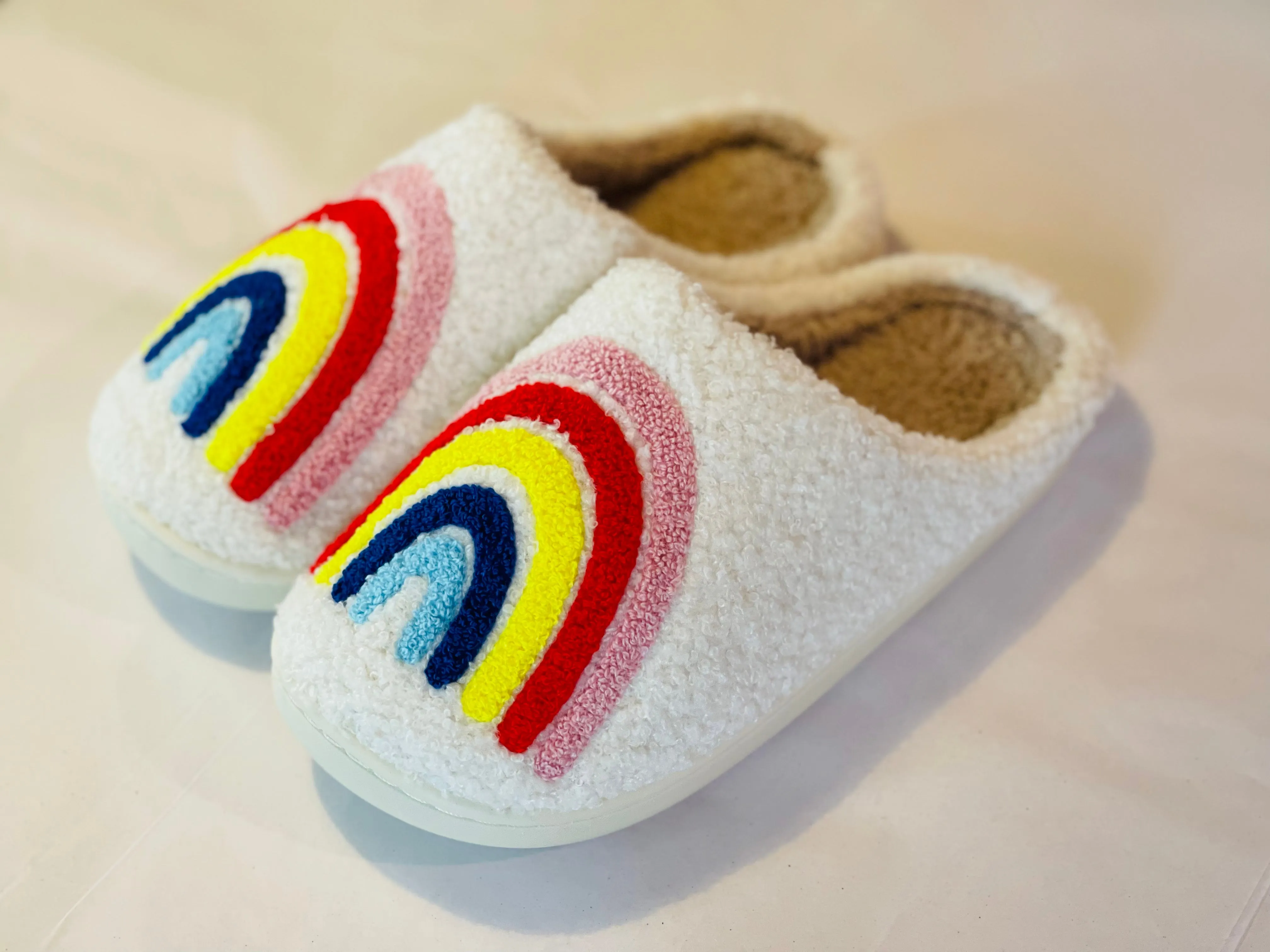 Rainbow Cozy Sherpa Slippers