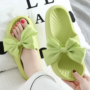 Soft Bottom Slipper Slides with a Bow for Women