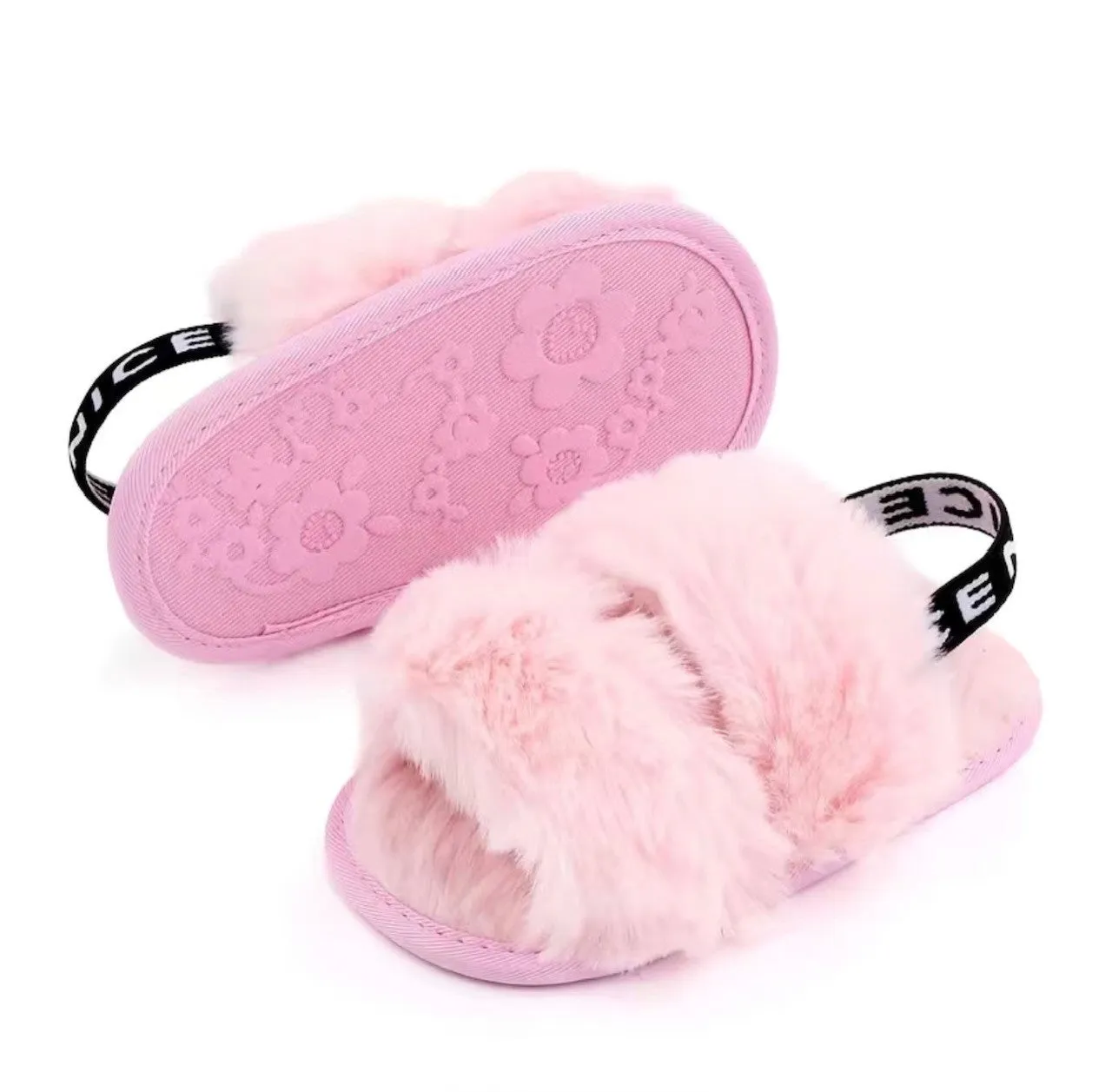 Spa Slippers-Girls Pink Fur